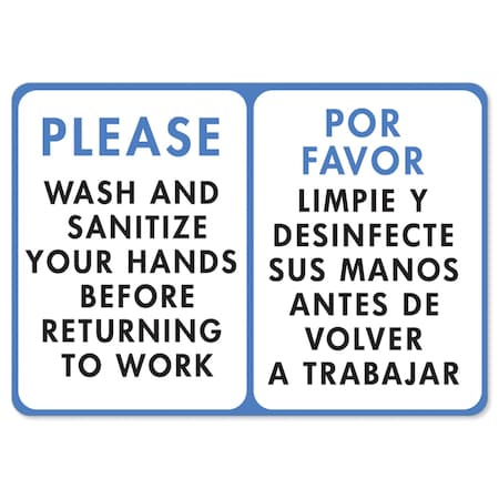 Flu Notice Sign, Please Wash And Sanitize, 5in X 3.5in Decal